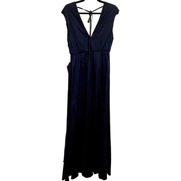 NWT Dessy Collection Charmeuse Cap Sleeve Gown Dress in Midnight Blue - Picture 3 of 8